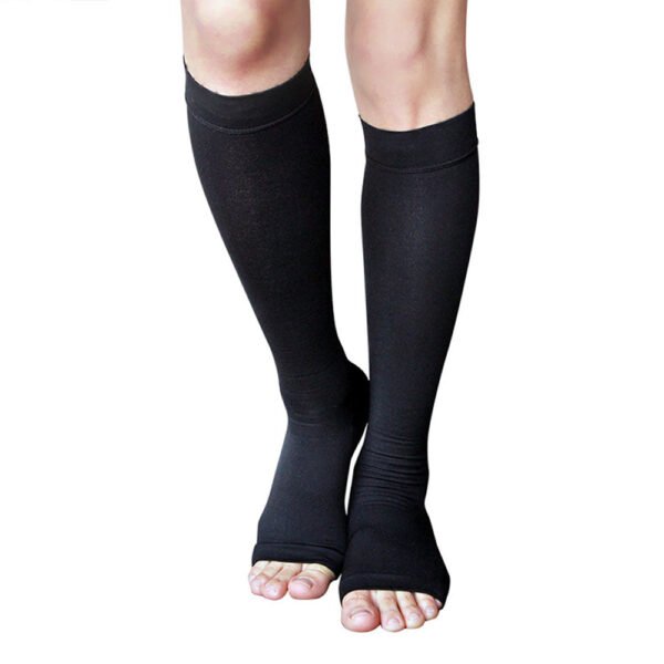 23-32mmHg Microfiber Opaque Compression Stockings Open-Toe Firm Support - Image 2