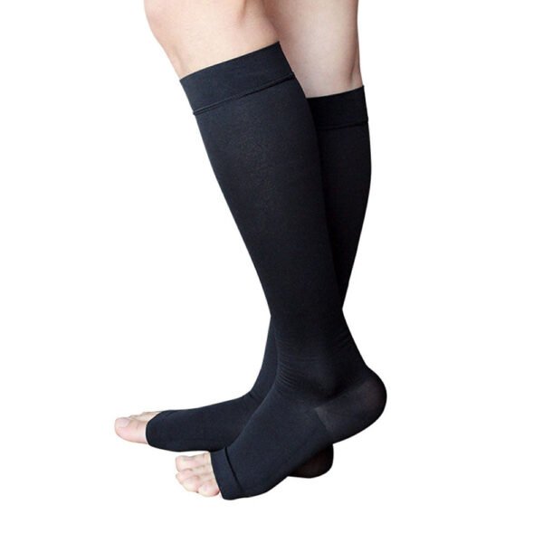 23-32mmHg Microfiber Opaque Compression Stockings Open-Toe Firm Support - Image 3