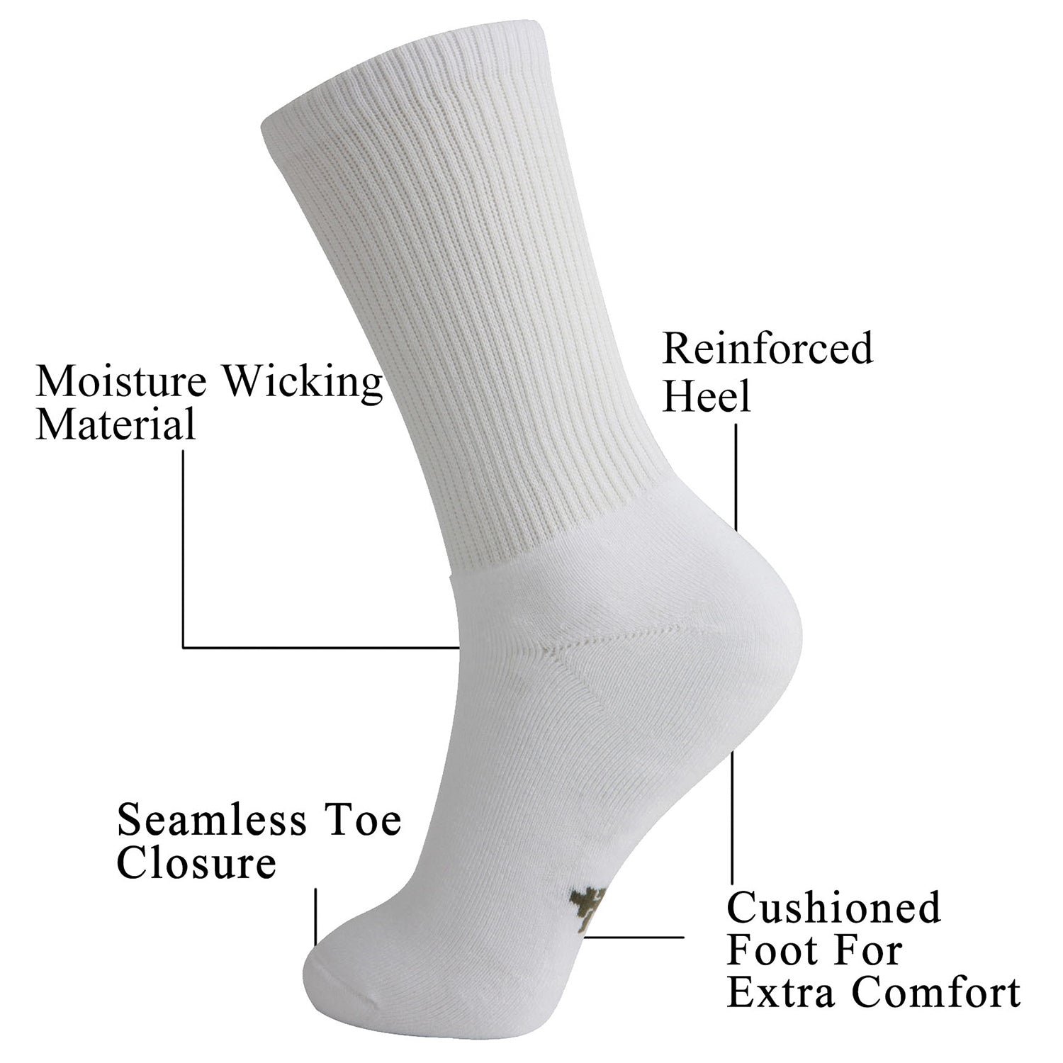 Soft Wicking Bamboo Full Cushion Crew Socks (2 Pairs) - Image 5