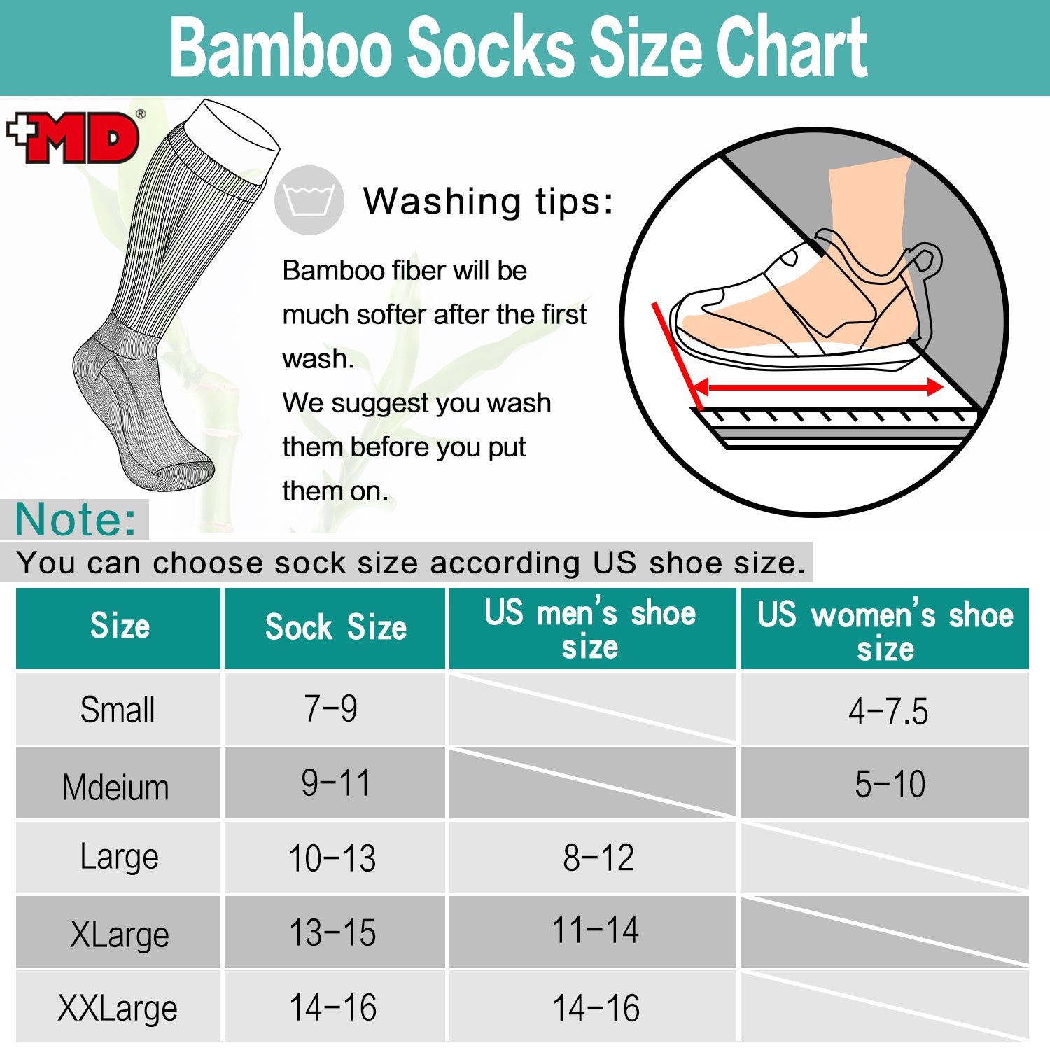 Soft Wicking Bamboo Full Cushion Crew Socks (2 Pairs) - Image 12