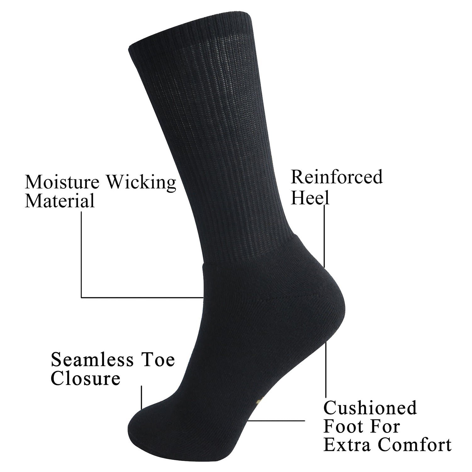 Soft Wicking Bamboo Full Cushion Crew Socks (2 Pairs) - Image 11