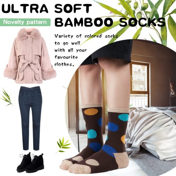 6 Pairs Bamboo Cute Argyle Colourful Dress Socks - Image 4