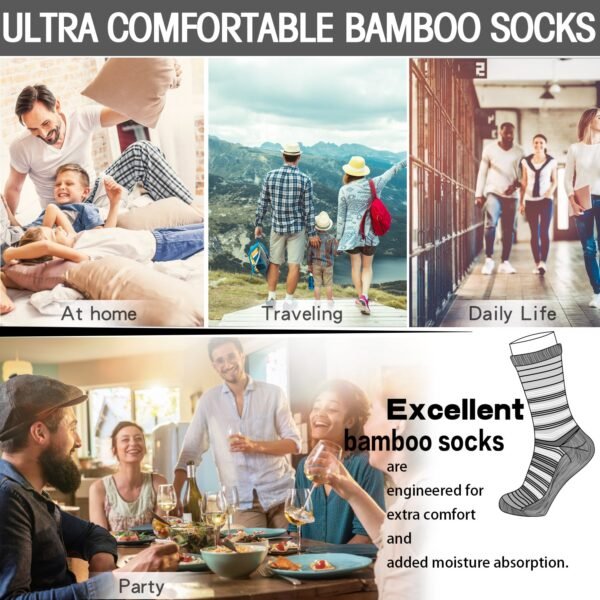 6 Pairs Bamboo Cute Argyle Colourful Dress Socks - Image 8