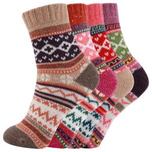 Fun Colorful Wool Warm Knitting Socks Christmas