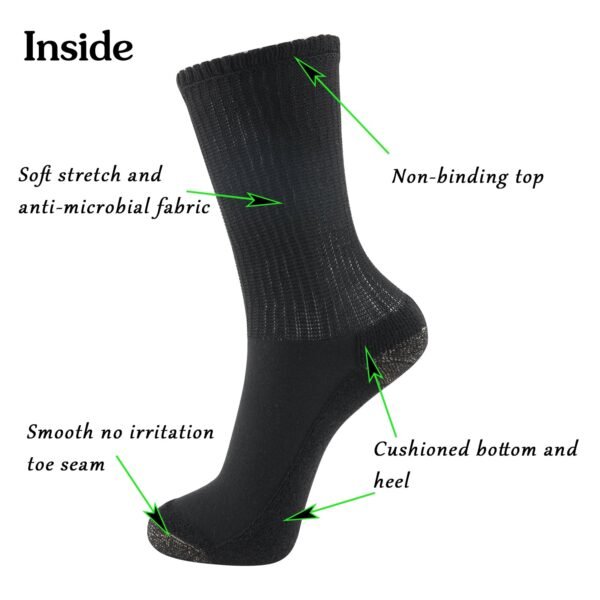 Protective Copper Fiber Extra Wide Crew Socks Antibacterial (2 Pairs) - Image 7