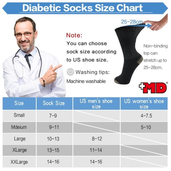 Protective Copper Fiber Extra Wide Crew Socks Antibacterial (2 Pairs) - Image 8
