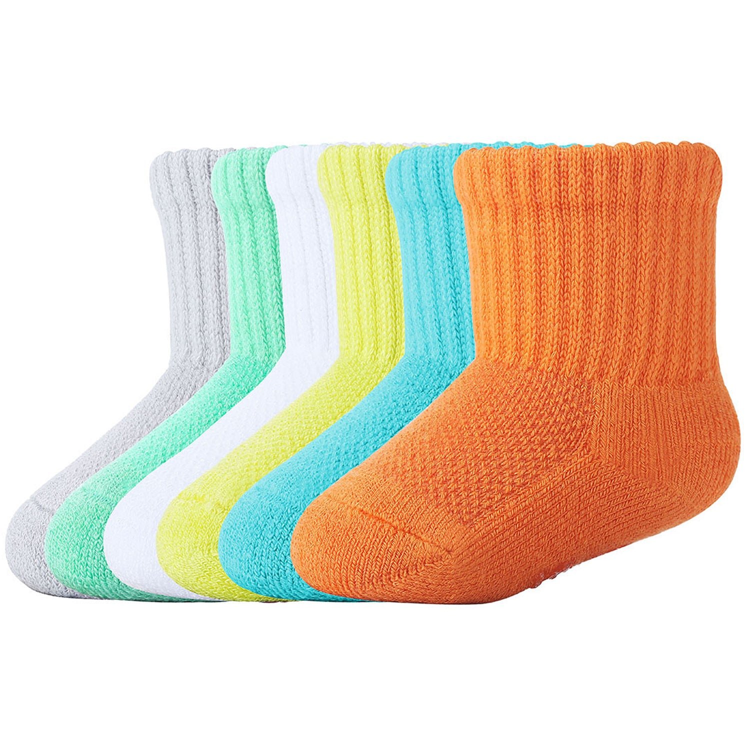 6 Pairs Baby Bamboo Cushioned Newborn Toddler Non-Skid Socks