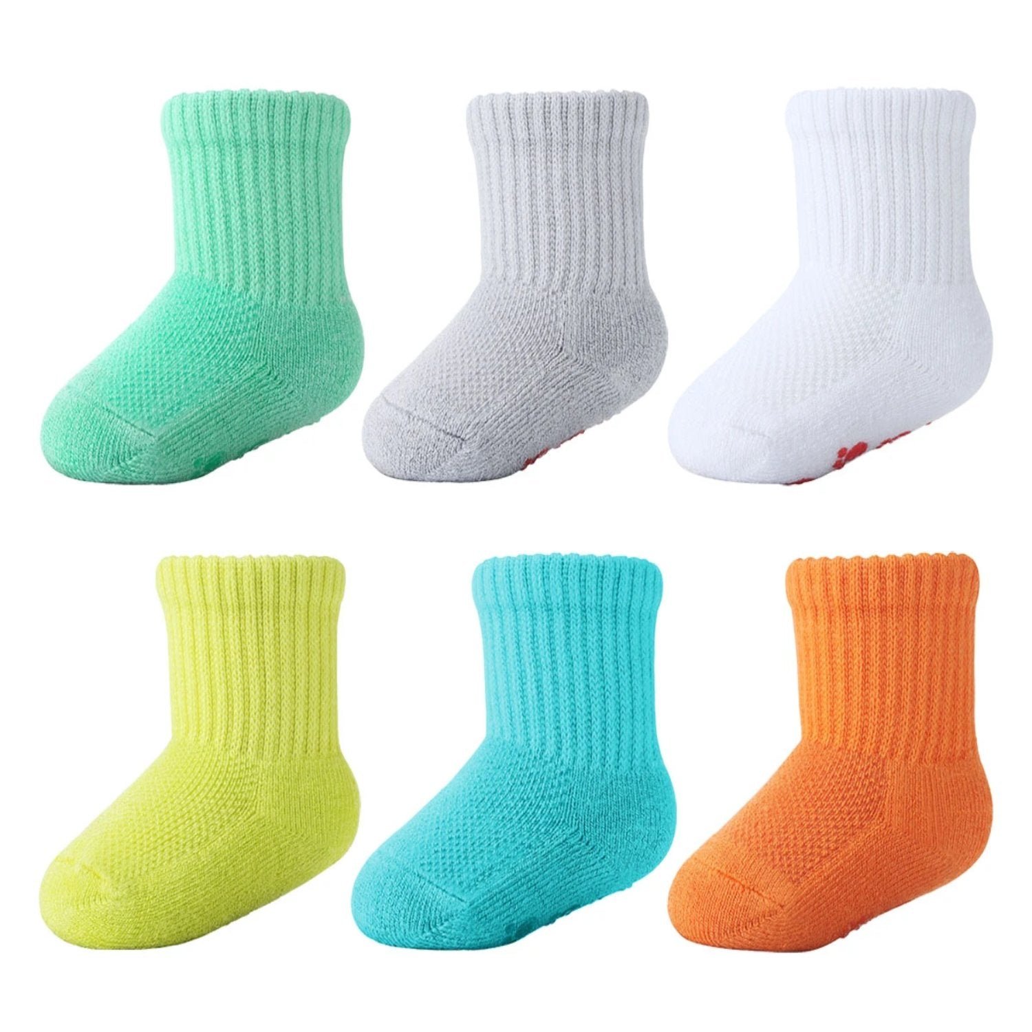6 Pairs Baby Bamboo Cushioned Newborn Toddler Non-Skid Socks - Image 2