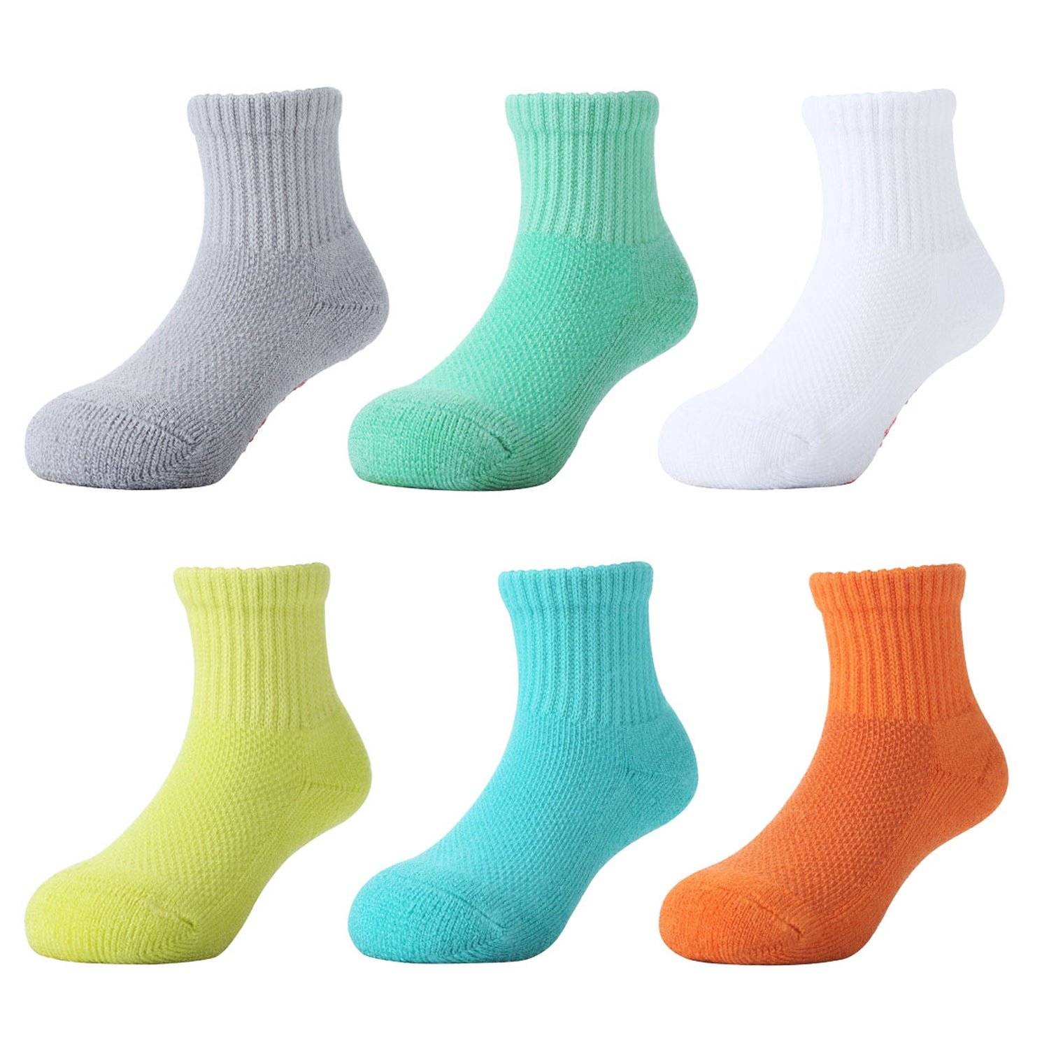 6 Pairs Baby Bamboo Cushioned Newborn Toddler Non-Skid Socks - Image 3