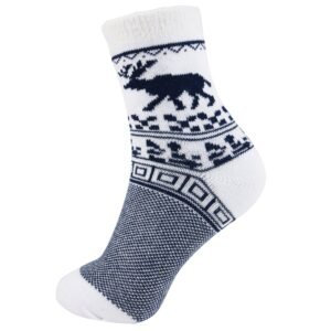 Fleece-lined Fun Elk Crew Sock Christmas Gift