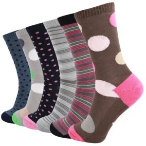 6 Pairs Bamboo Cute Argyle Colourful Dress Socks