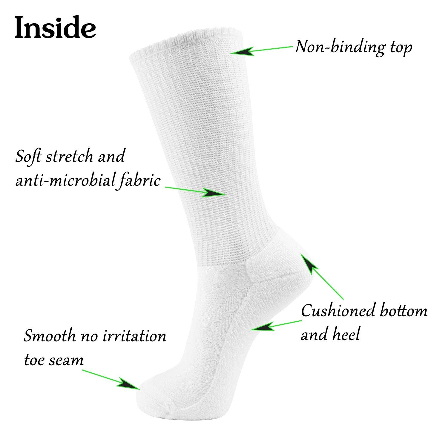 Cotton Non-Binding Crew Dress Socks with Cushion Sole (2 Pairs) - Image 47