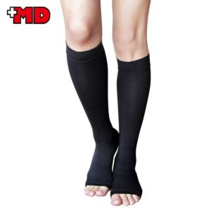 23-32mmHg Microfiber Opaque Compression Stockings Open-Toe Firm Support