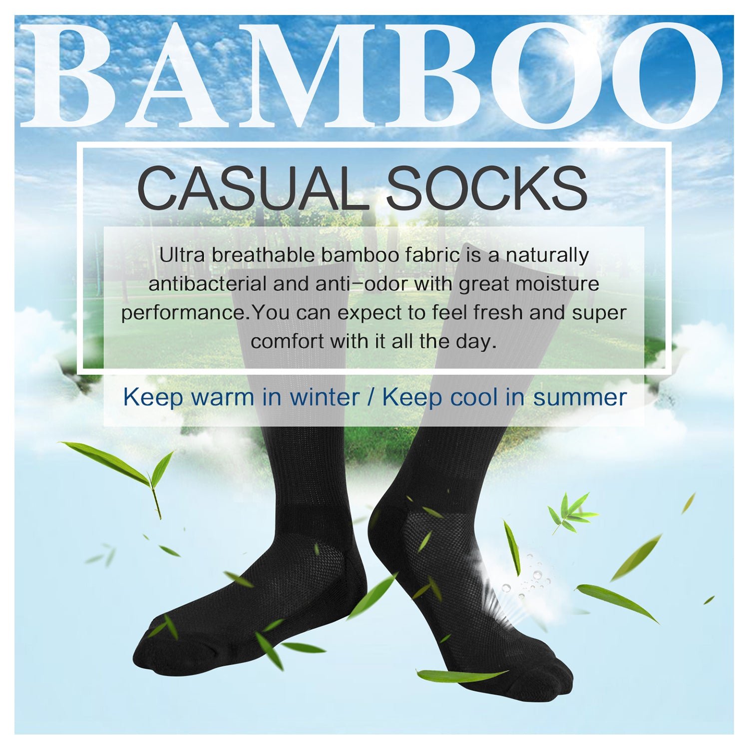 Soft Wicking Bamboo Socks Crew (2 Pairs) - Image 3