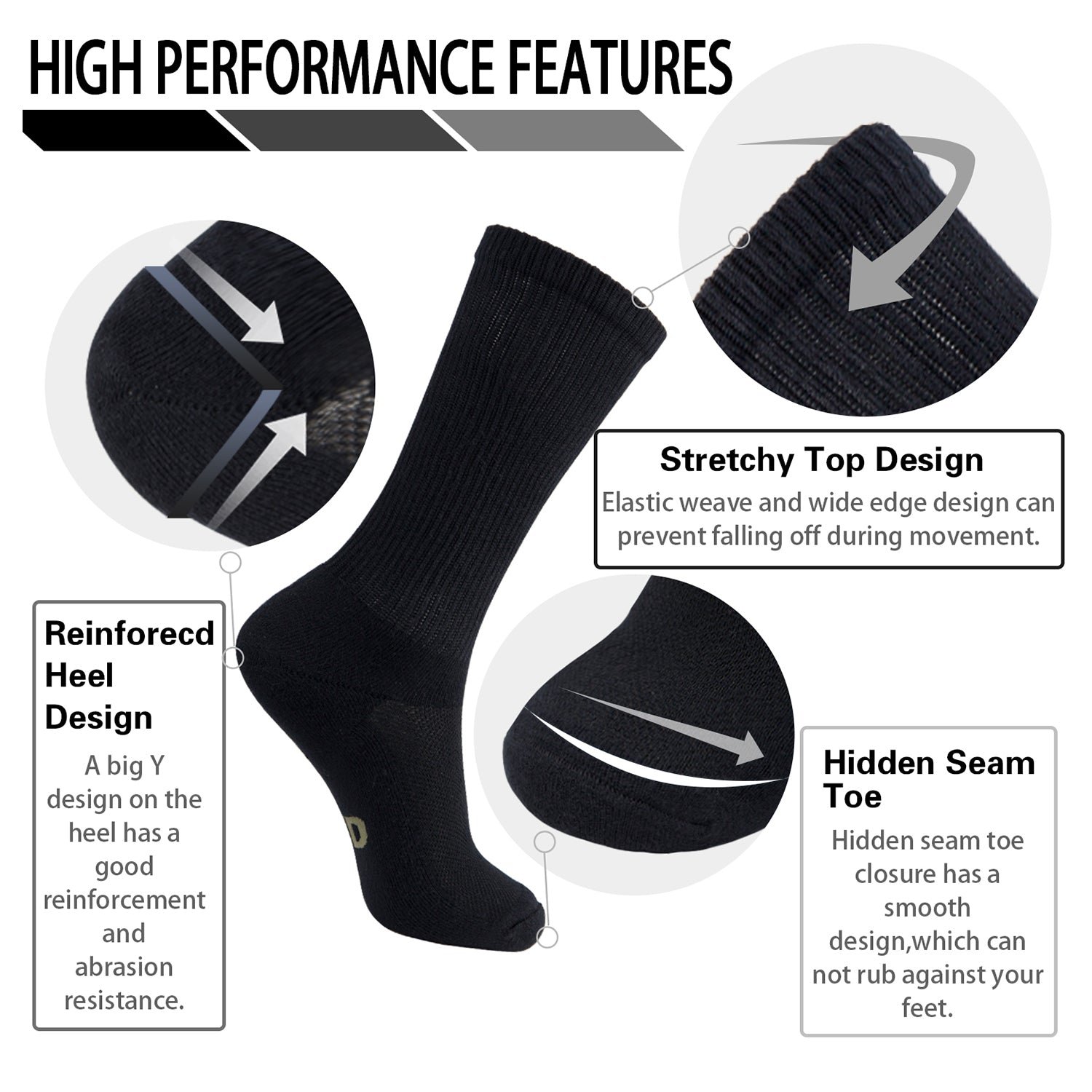 Soft Wicking Bamboo Socks Crew (2 Pairs) - Image 4