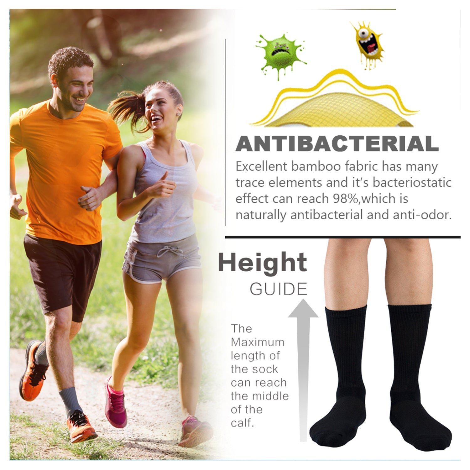 Soft Wicking Bamboo Socks Crew (2 Pairs) - Image 6