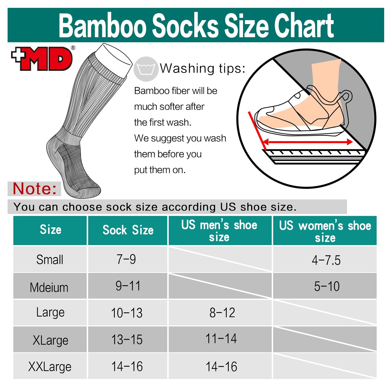 Soft Wicking Bamboo Socks Crew (2 Pairs) - Image 13