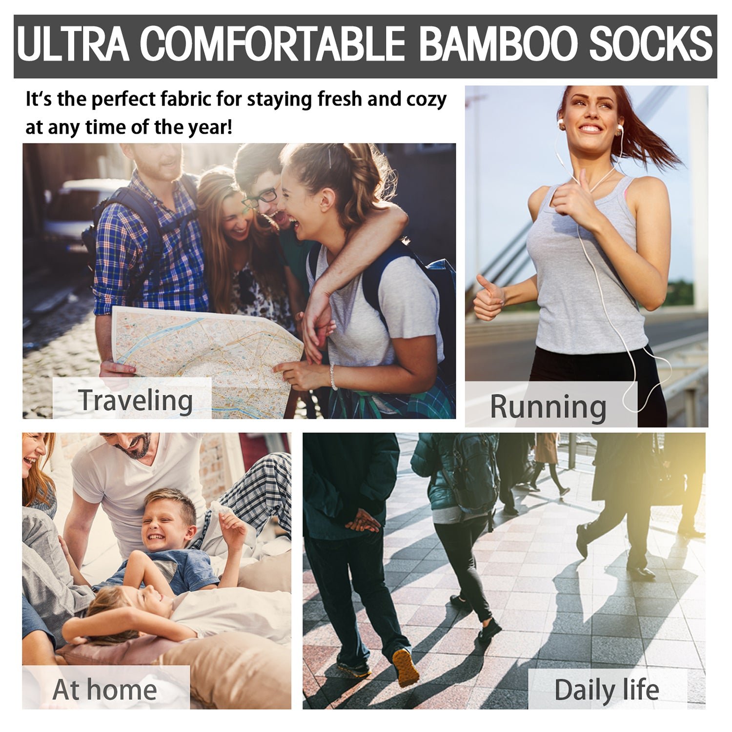 Soft Wicking Bamboo Socks Crew (2 Pairs) - Image 20
