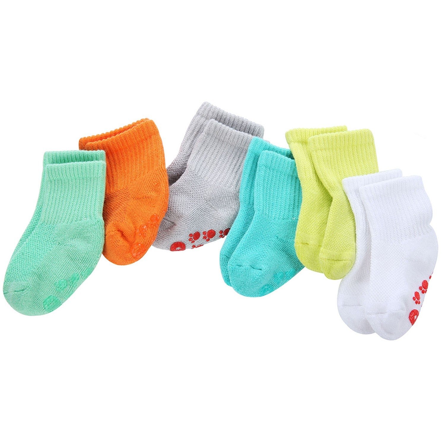 6 Pairs Baby Bamboo Cushioned Newborn Toddler Non-Skid Socks - Image 15
