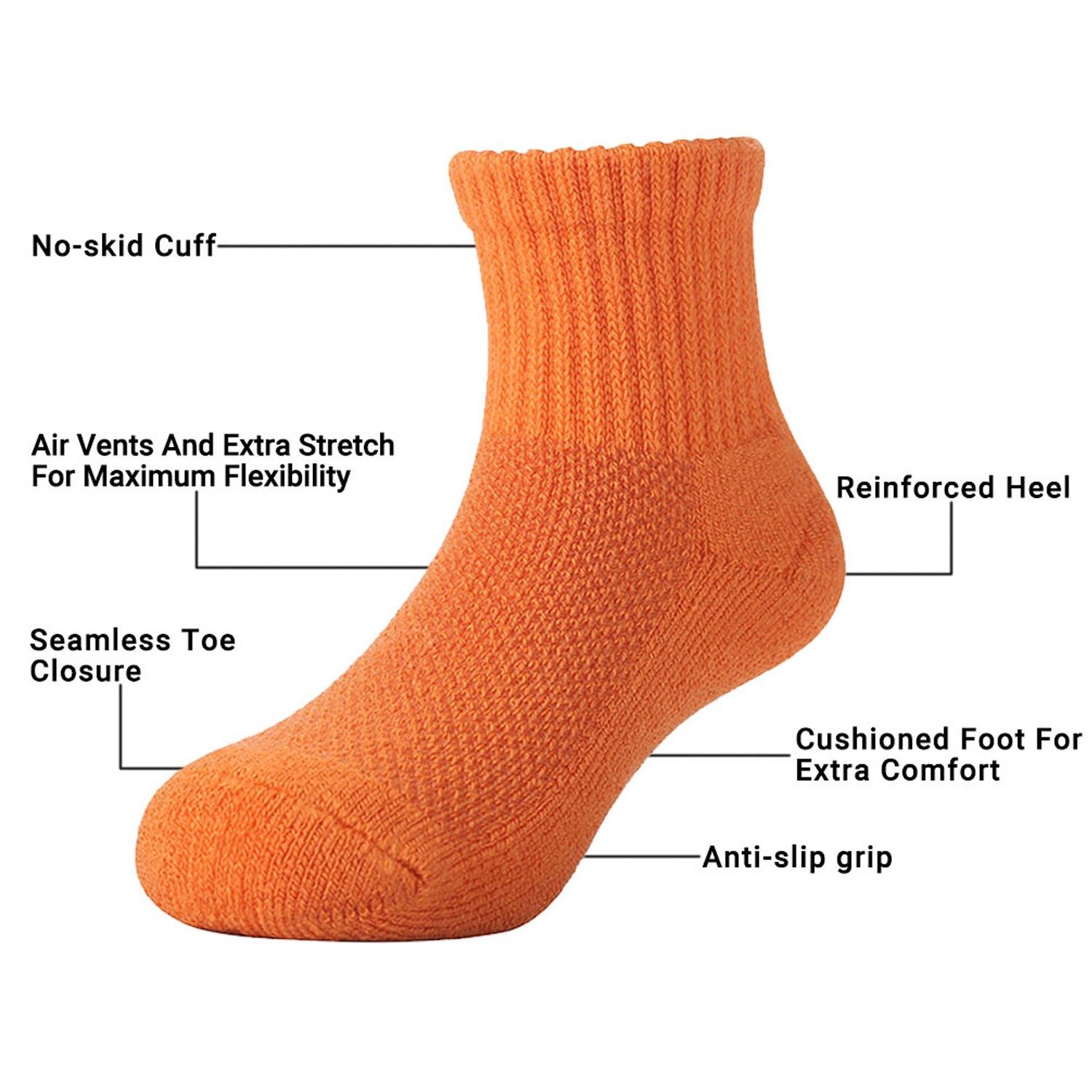 6 Pairs Baby Bamboo Cushioned Newborn Toddler Non-Skid Socks - Image 12