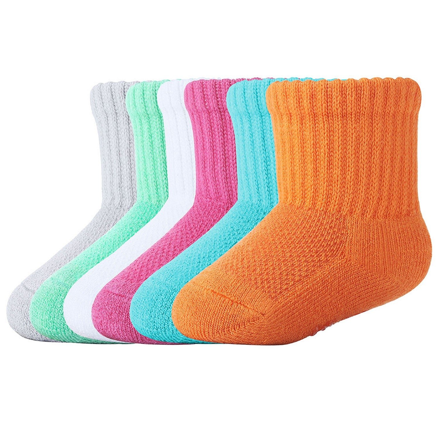 6 Pairs Baby Bamboo Cushioned Newborn Toddler Non-Skid Socks - Image 6