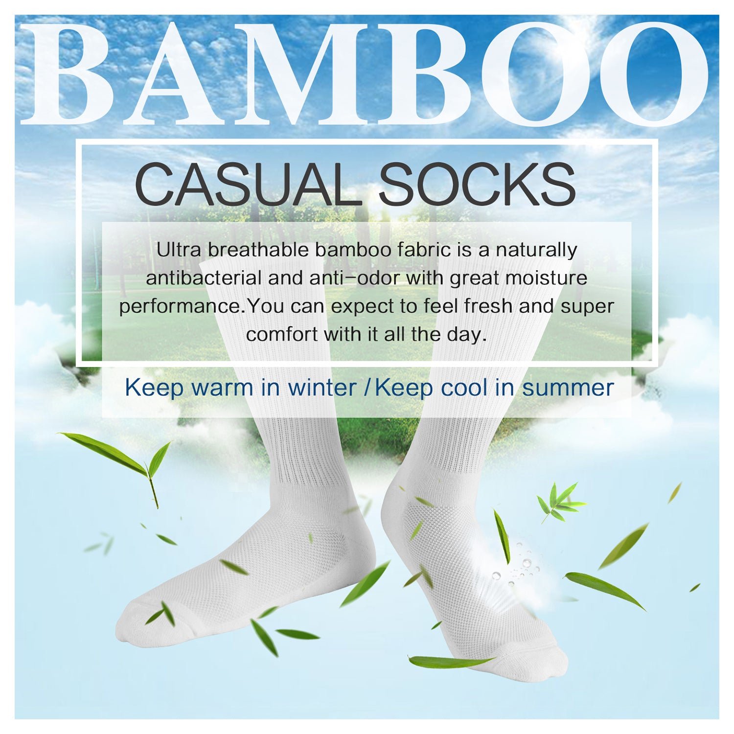 Soft Wicking Bamboo Socks Crew (2 Pairs) - Image 9