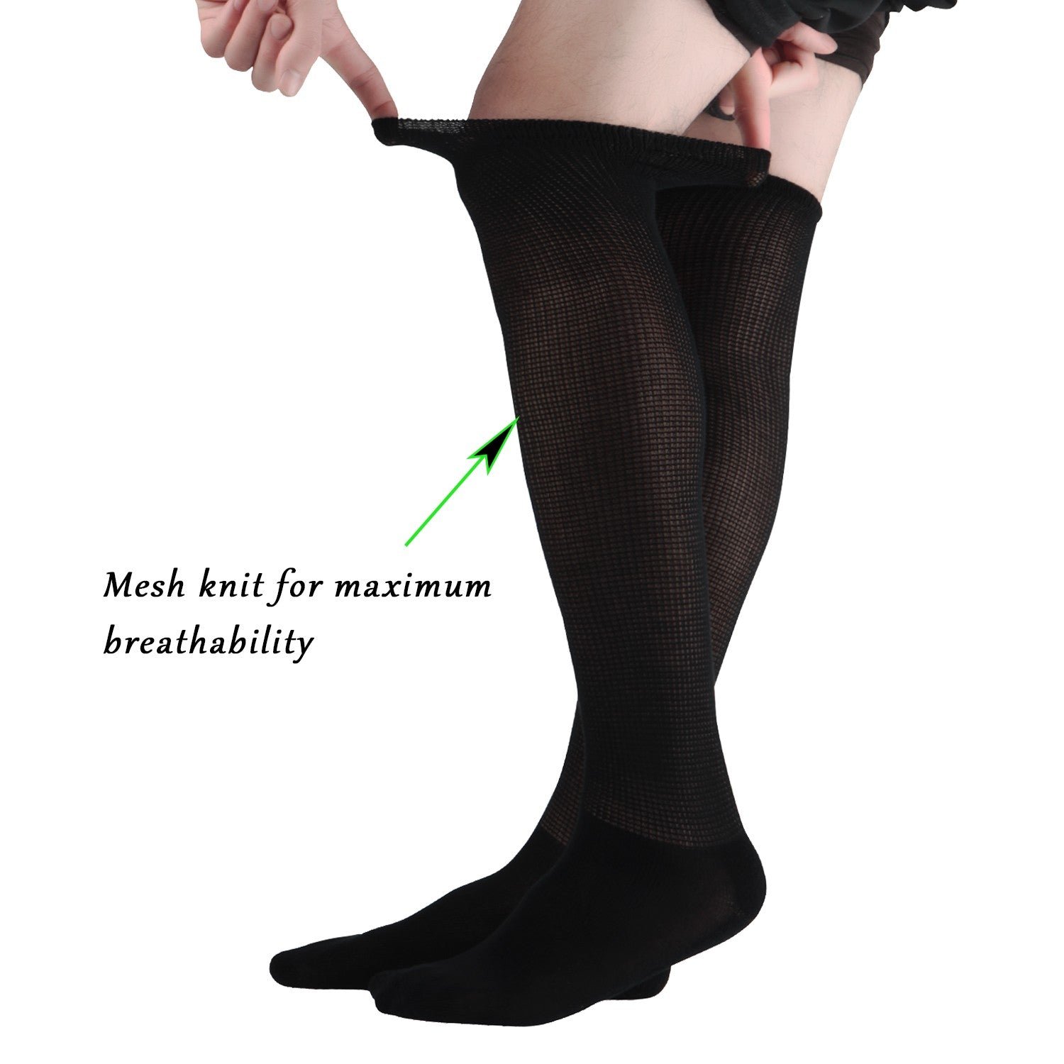Extra Wide Non Binding Bamboo Over The Knee Socks With Cushioned Sole (2 Pairs) - Image 3