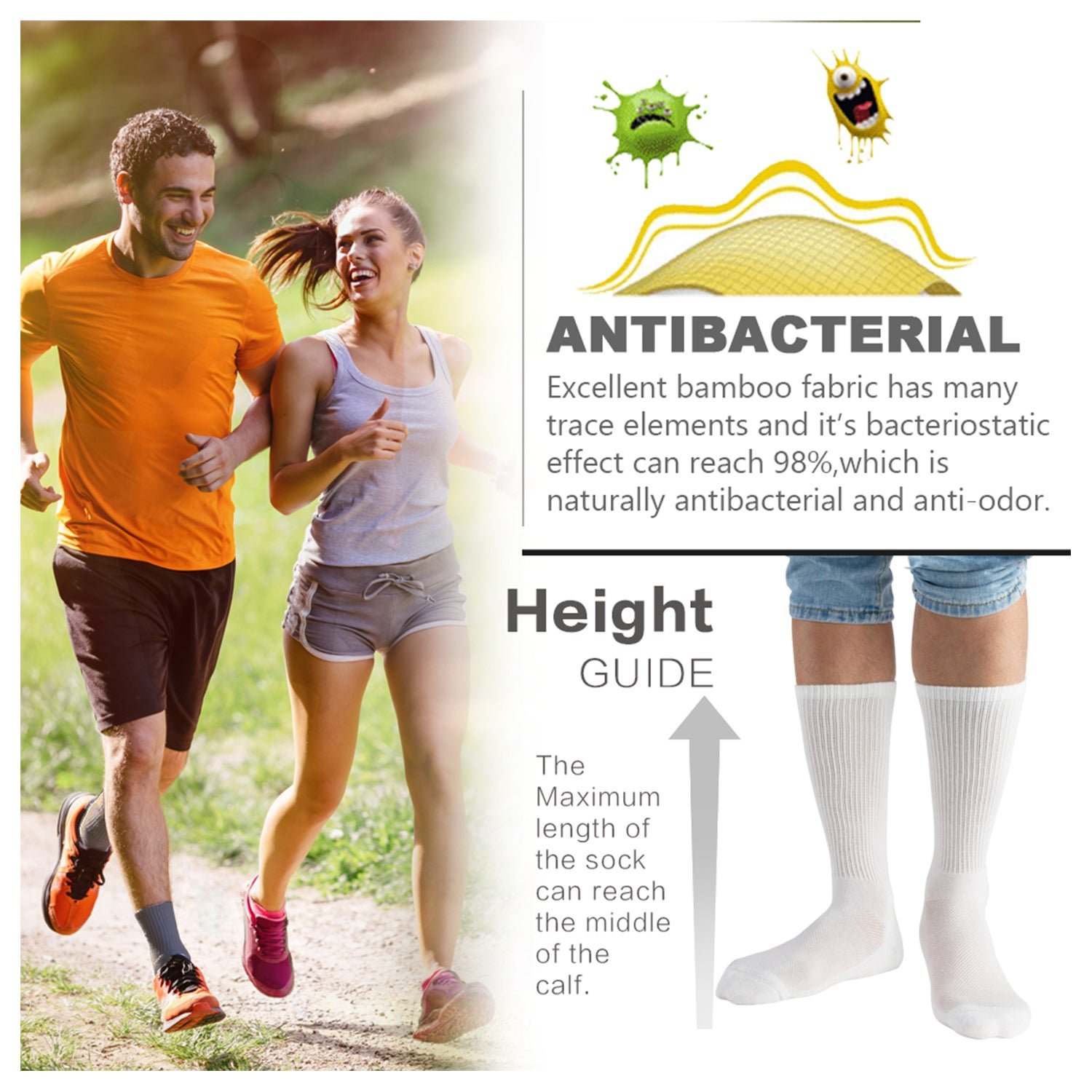 Soft Wicking Bamboo Socks Crew (2 Pairs) - Image 12