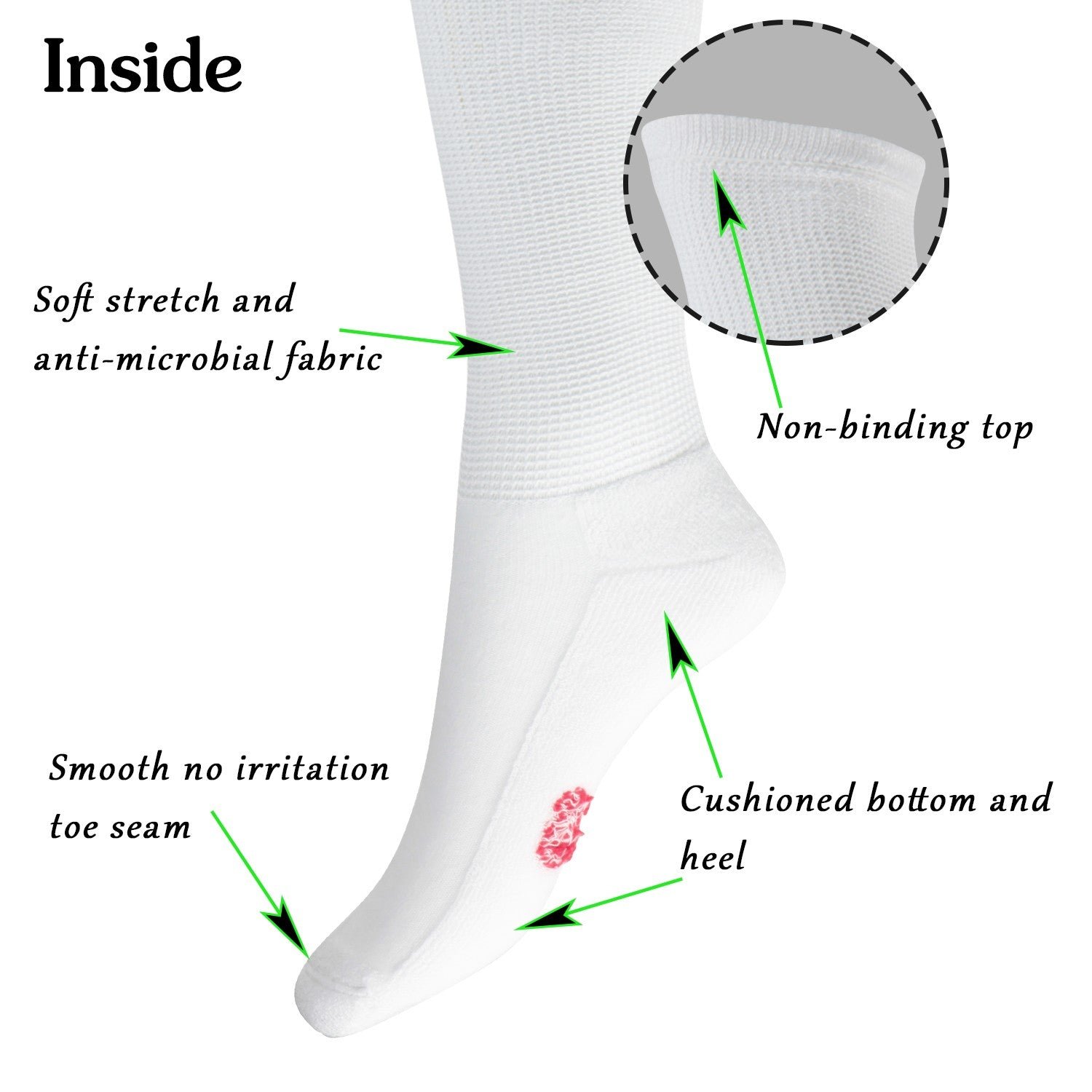 Extra Wide Non Binding Bamboo Over The Knee Socks With Cushioned Sole (2 Pairs) - Image 13