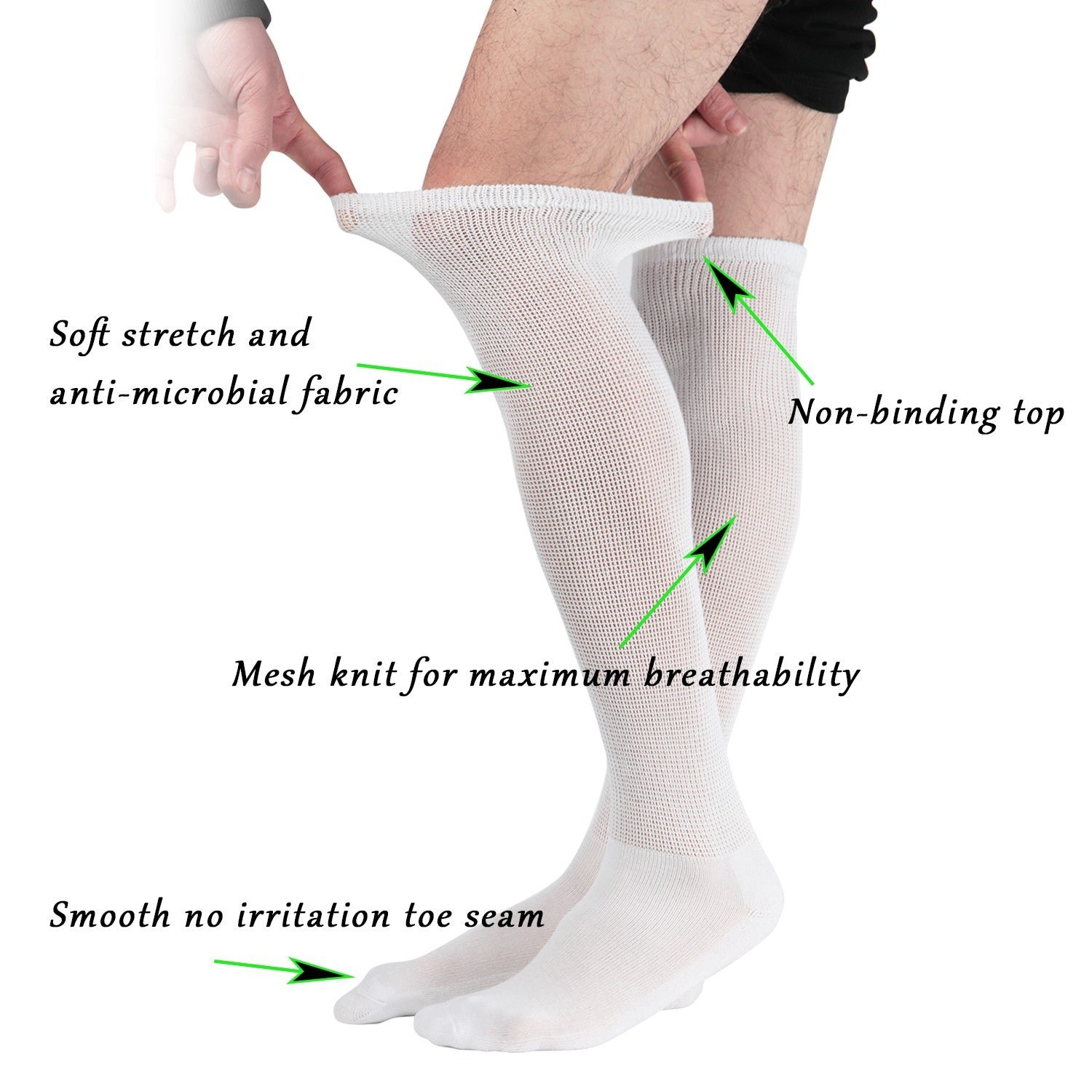 Extra Wide Non Binding Bamboo Over The Knee Socks With Cushioned Sole (2 Pairs) - Image 12