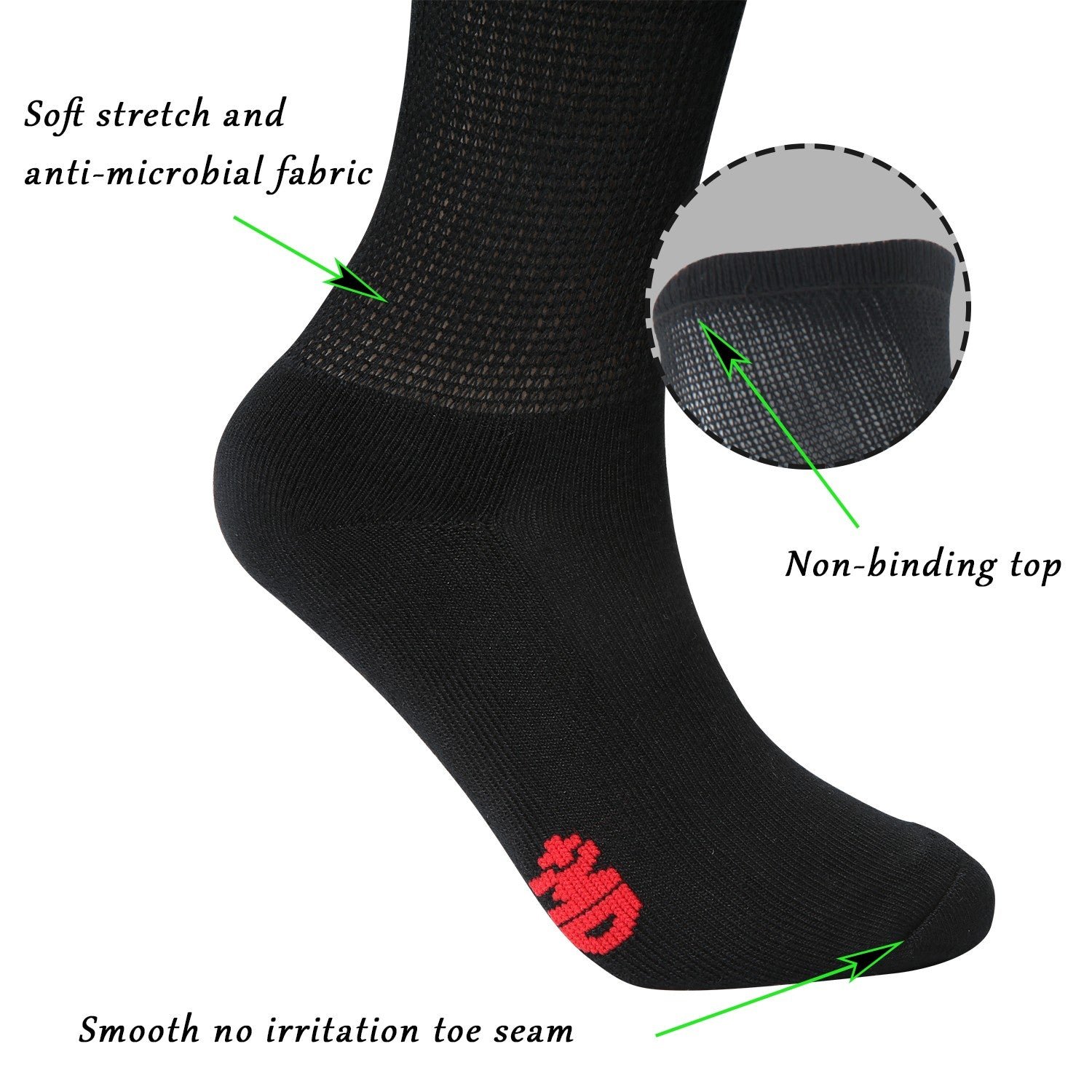 Extra Wide Non Binding Bamboo Over The Knee Socks With Cushioned Sole (2 Pairs) - Image 5