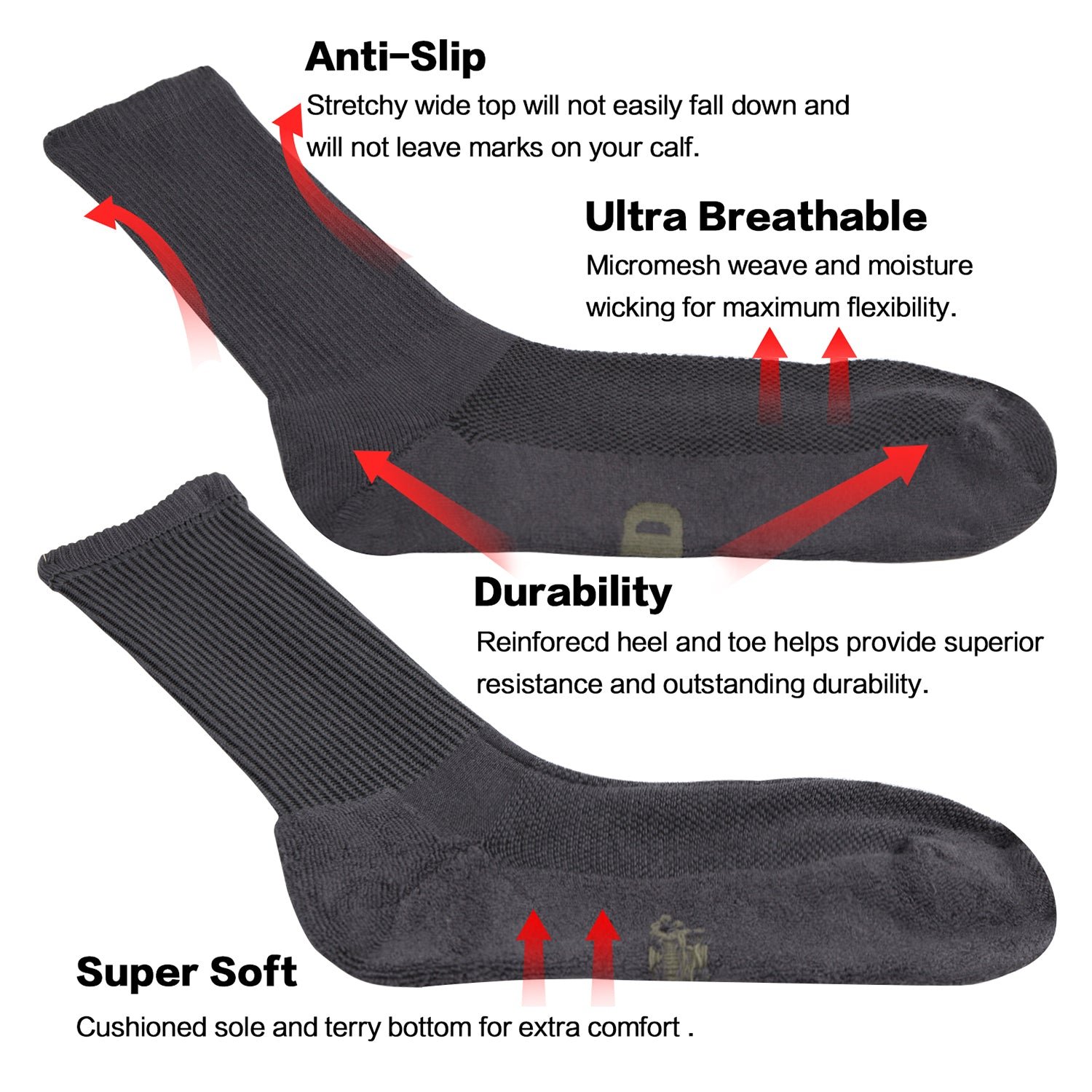 Soft Wicking Bamboo Socks Crew (2 Pairs) - Image 17
