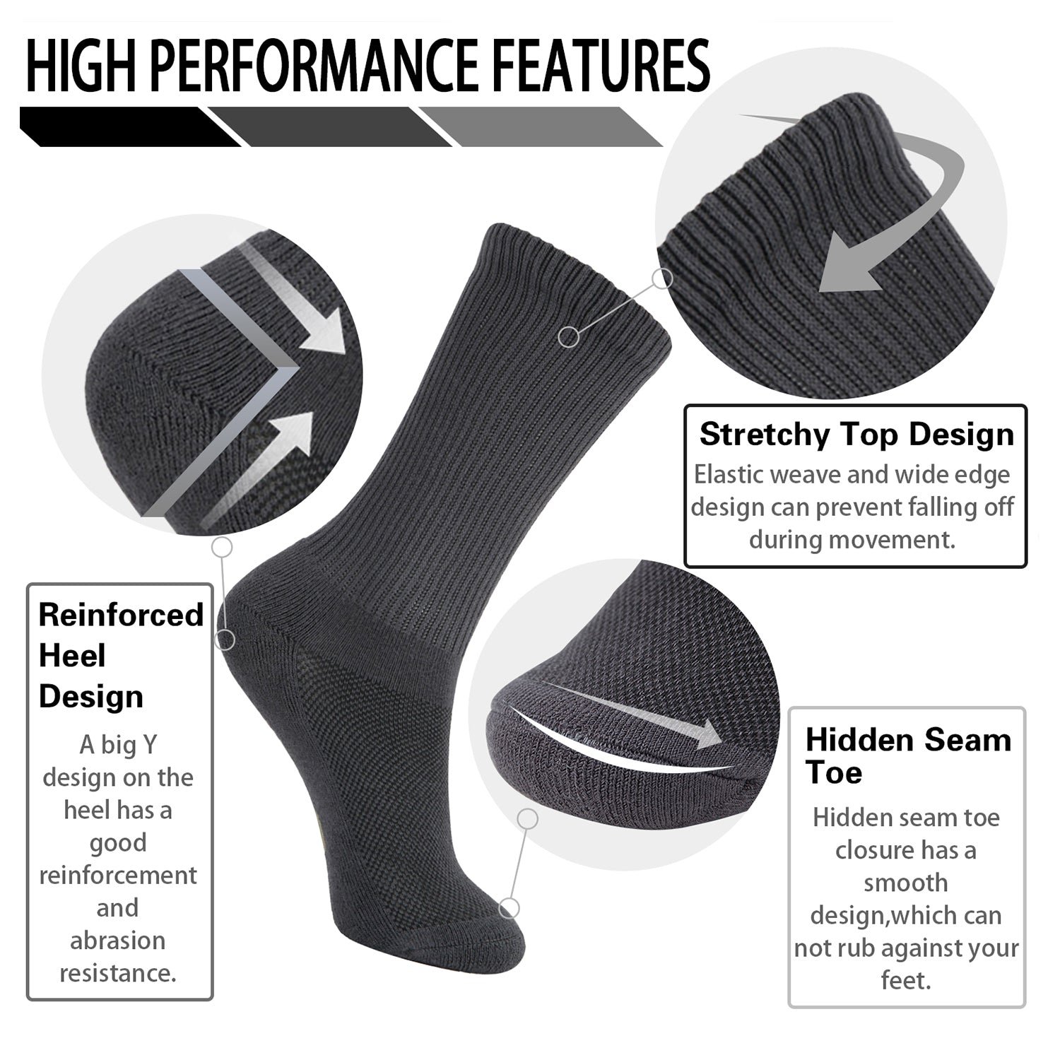 Soft Wicking Bamboo Socks Crew (2 Pairs) - Image 18