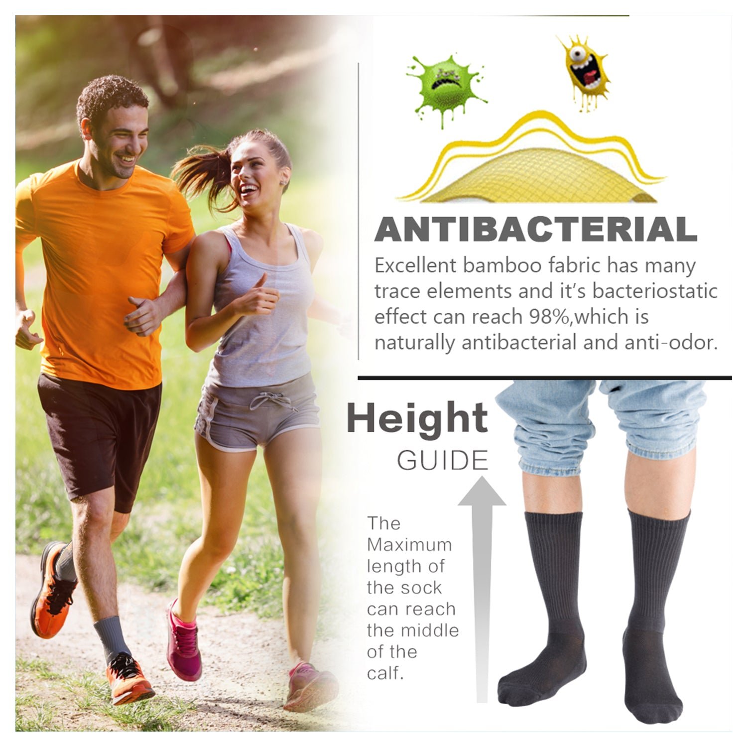 Soft Wicking Bamboo Socks Crew (2 Pairs) - Image 19