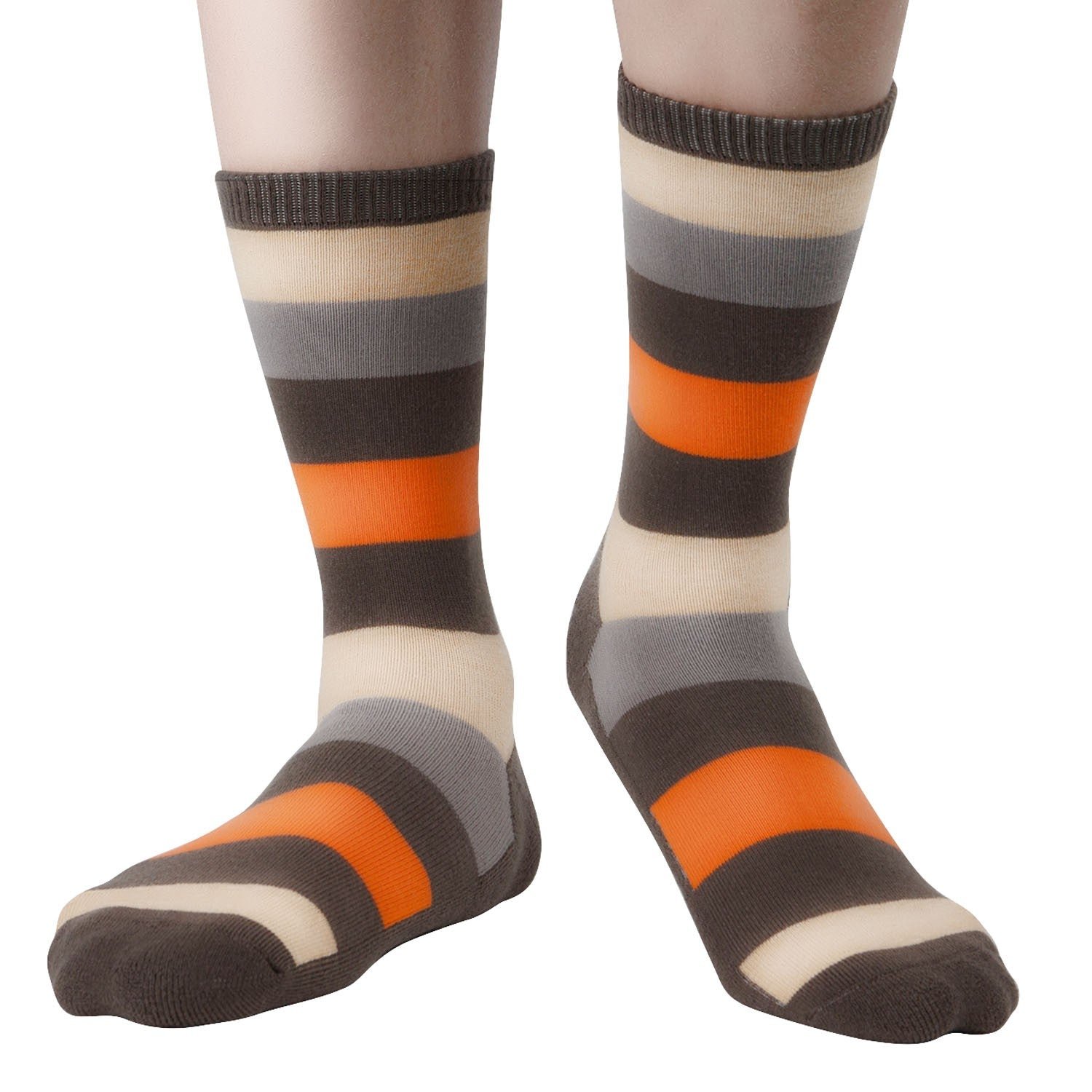 Design Bamboo Stripe Crew Dress Socks Cushioned Fashion