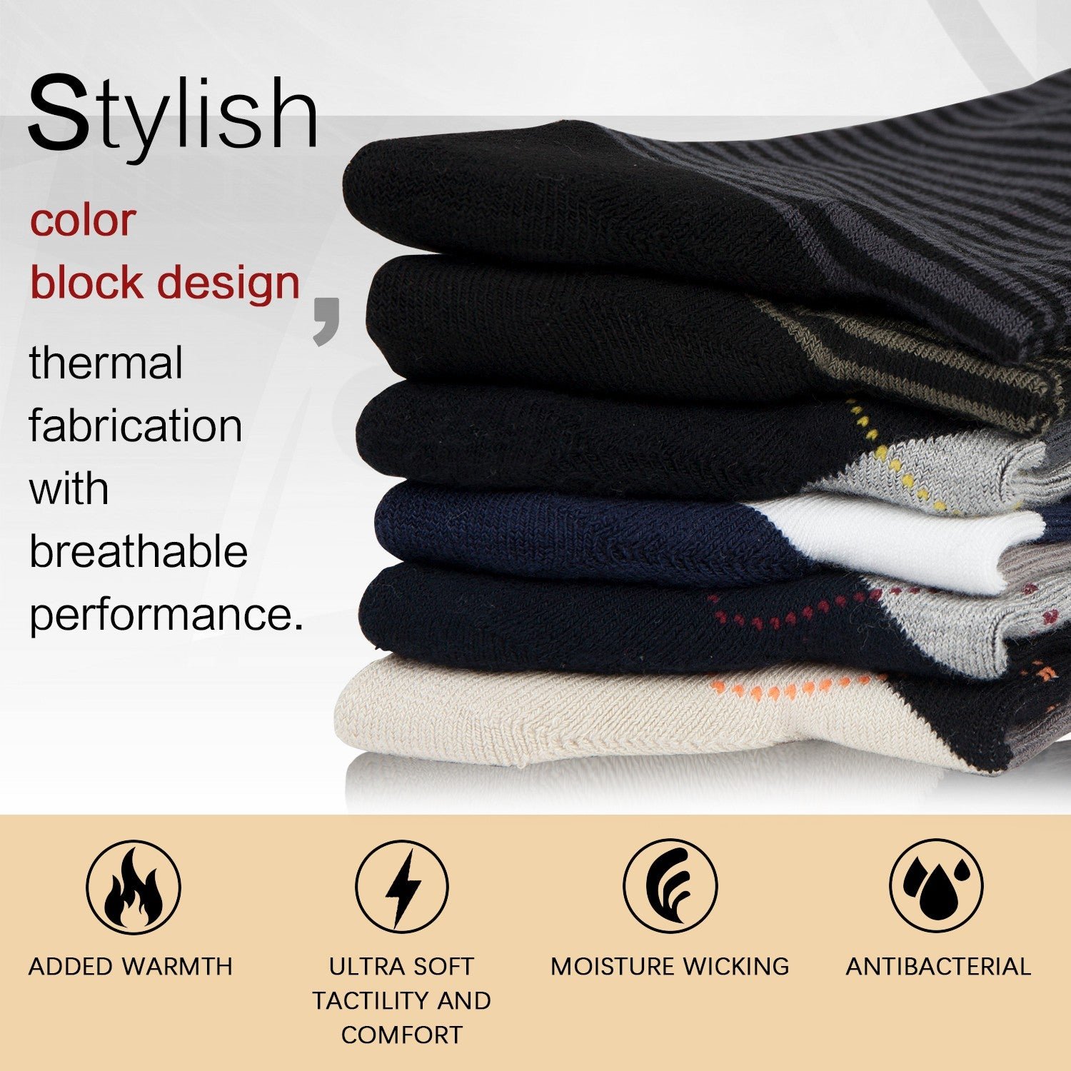 Design Bamboo Stripe Crew Dress Socks Cushioned Fashion - Image 10