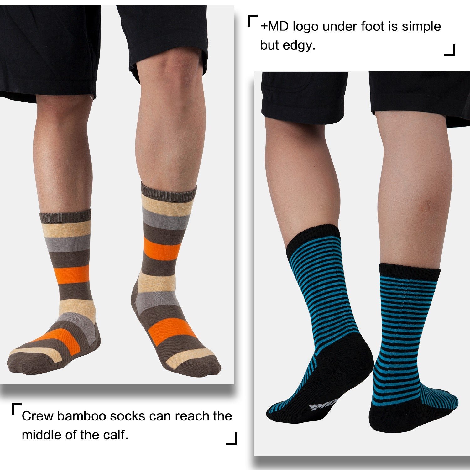 Design Bamboo Stripe Crew Dress Socks Cushioned Fashion - Image 7