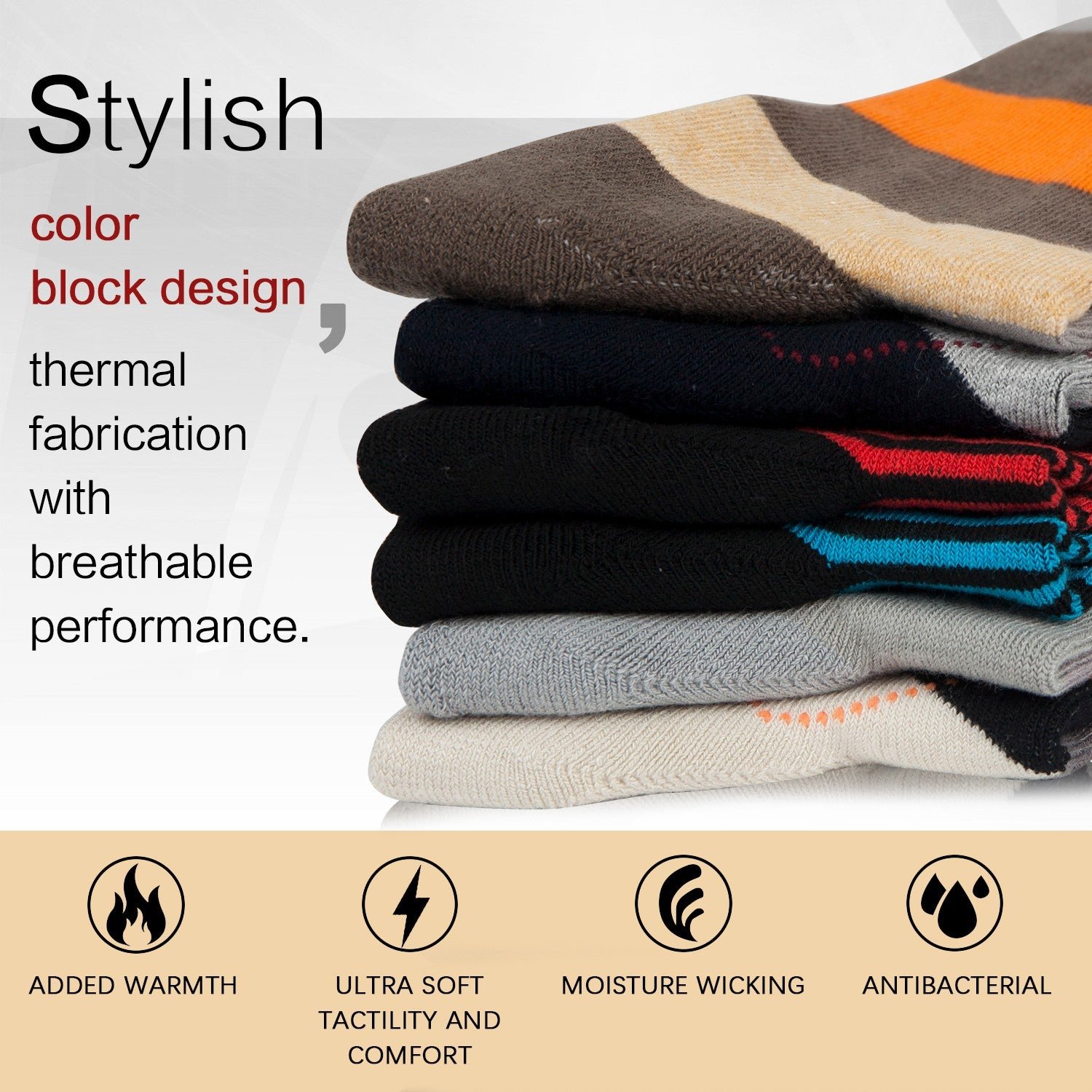 Design Bamboo Stripe Crew Dress Socks Cushioned Fashion - Image 11