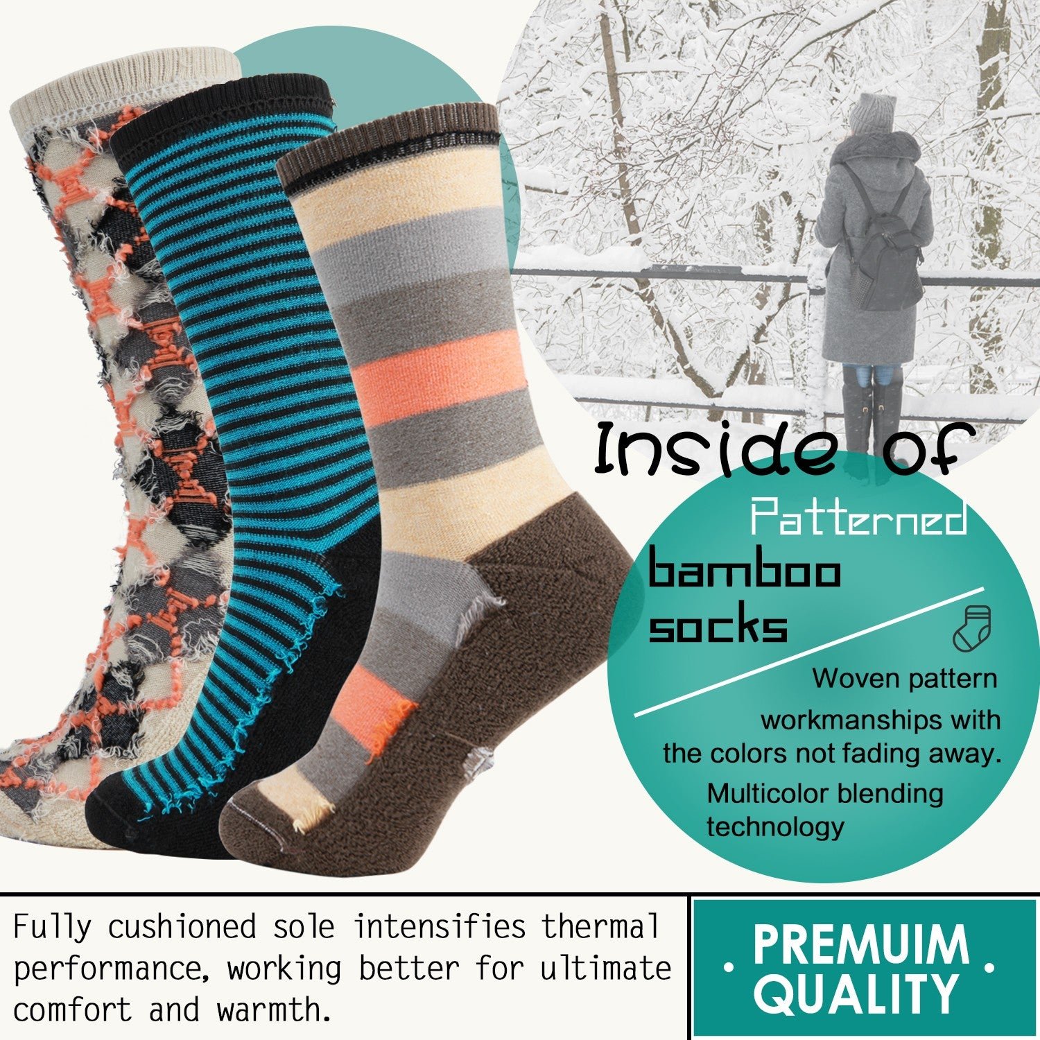 Design Bamboo Stripe Crew Dress Socks Cushioned Fashion - Image 9