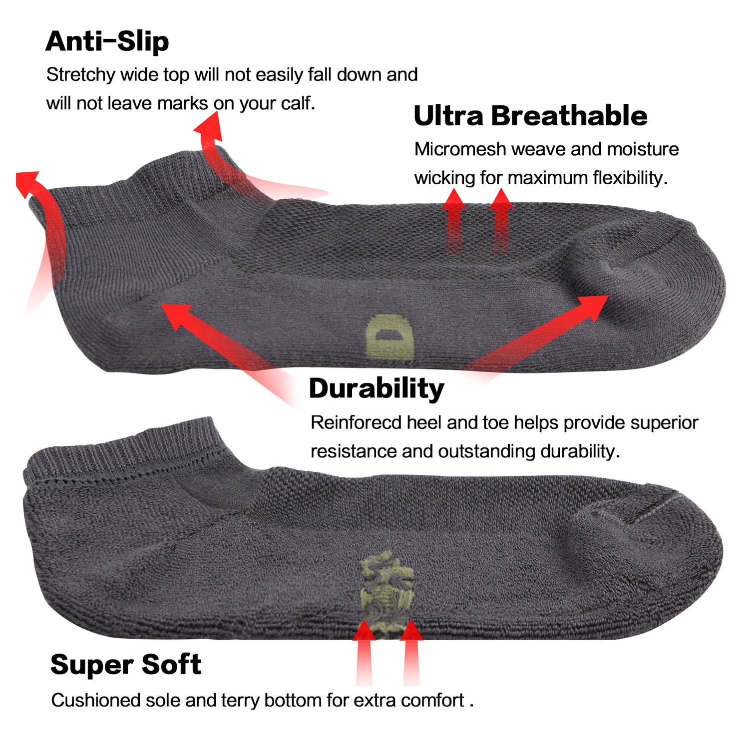 Moisture Wicking Bamboo Socks Low-cut (2 Pairs) - Image 8