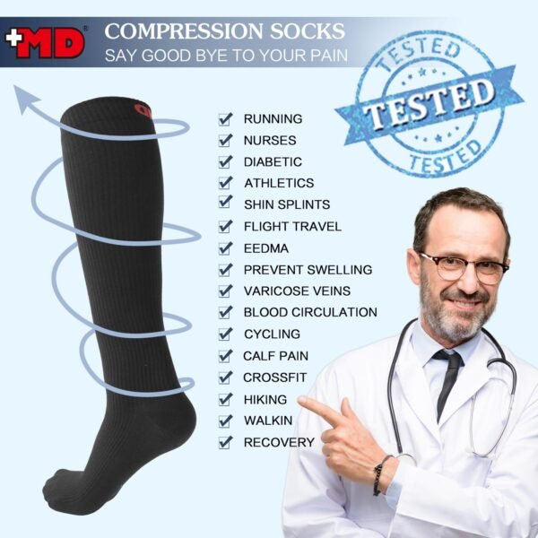 8-15mmHg Compression Nurses Athletic Socks Anti-DVT - Image 8