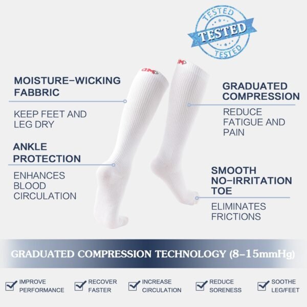 8-15mmHg Compression Nurses Athletic Socks Anti-DVT - Image 13
