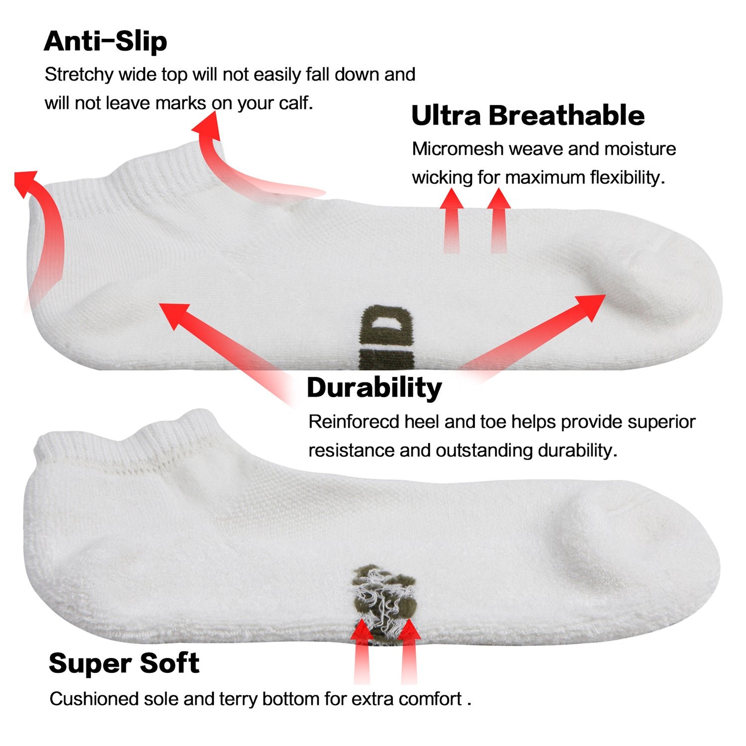 Moisture Wicking Bamboo Socks Low-cut (2 Pairs) - Image 14