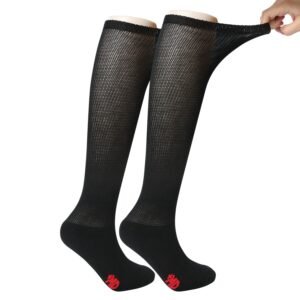 Extra Wide Non Binding Bamboo Over The Knee Socks With Cushioned Sole (2 Pairs)