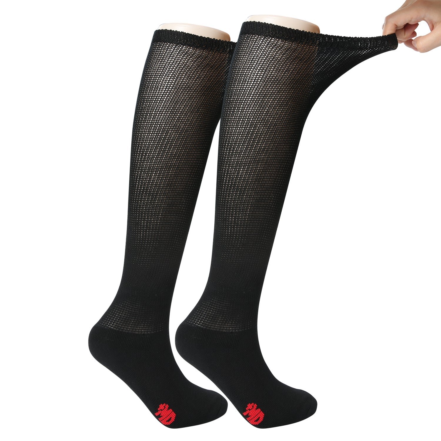 Extra Wide Non Binding Bamboo Over The Knee Socks With Cushioned Sole (2 Pairs)