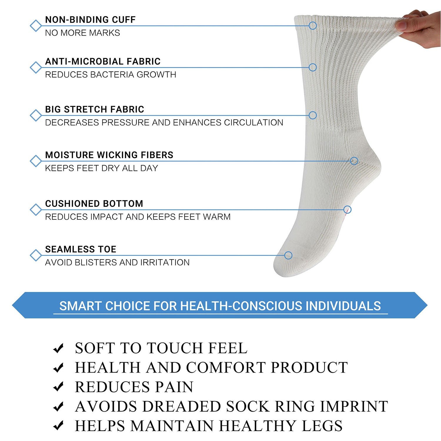 Cotton Non-Binding Warm Cushion Crew Socks Dress Socks - Image 5