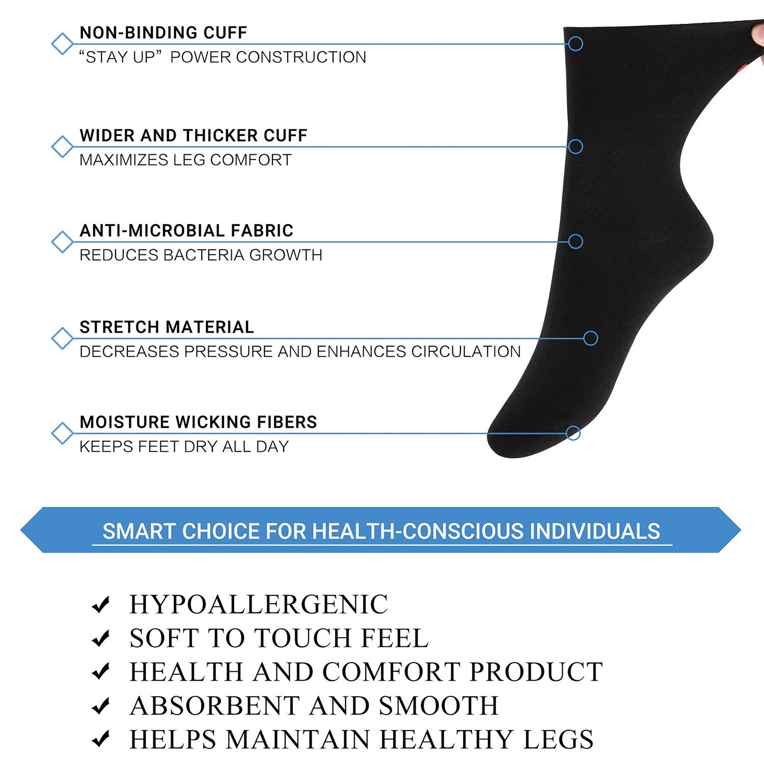 Cotton Non-Binding Ankle Socks for All Seasons Loose Fit Antibacterial (2 Pairs) - Image 7