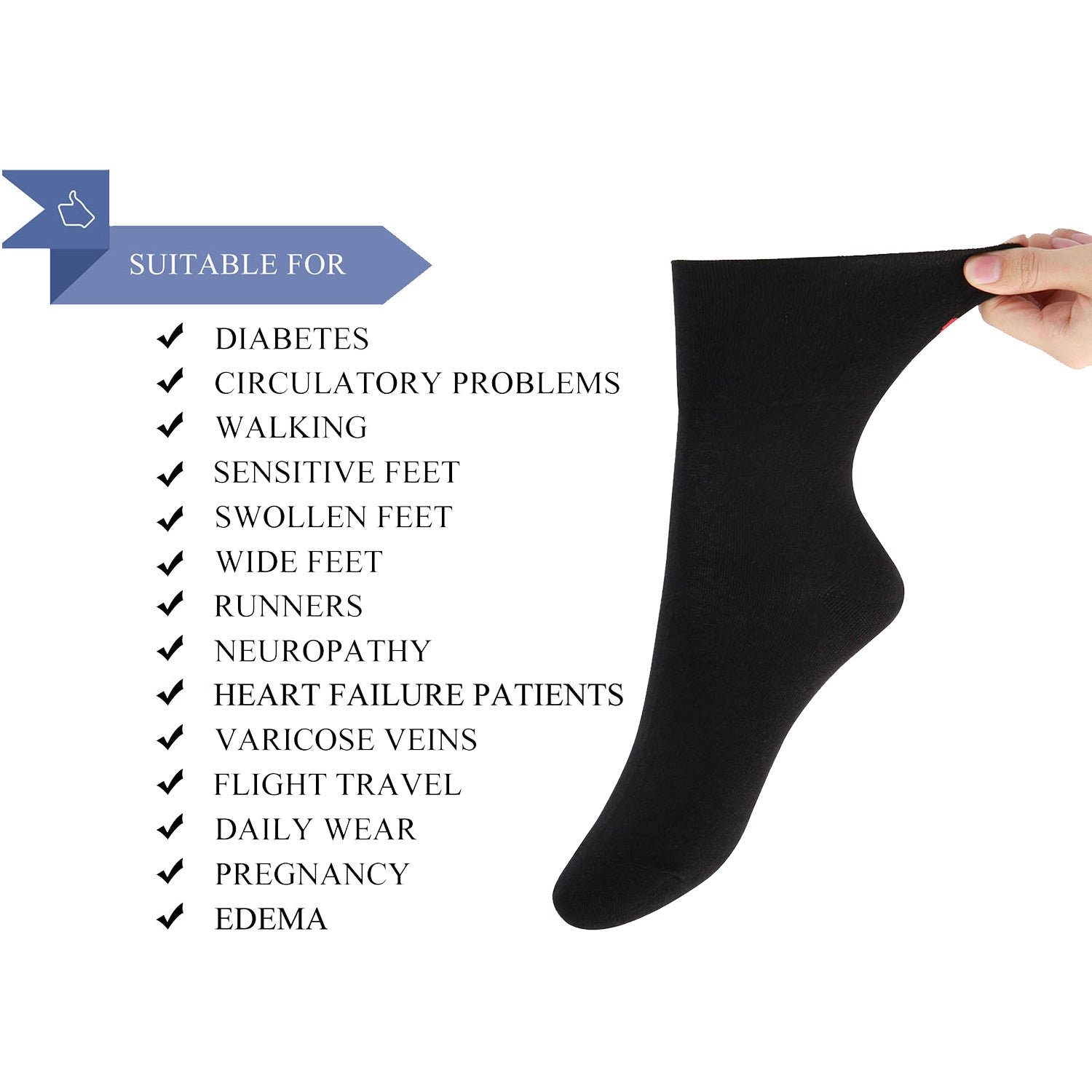 Cotton Non-Binding Ankle Socks for All Seasons Loose Fit Antibacterial (2 Pairs) - Image 8
