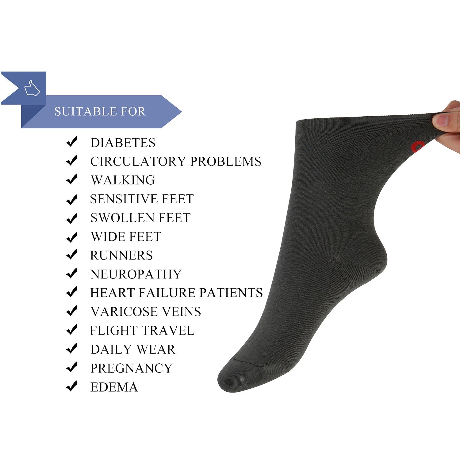 Cotton Non-Binding Ankle Socks for All Seasons Loose Fit Antibacterial (2 Pairs) - Image 16