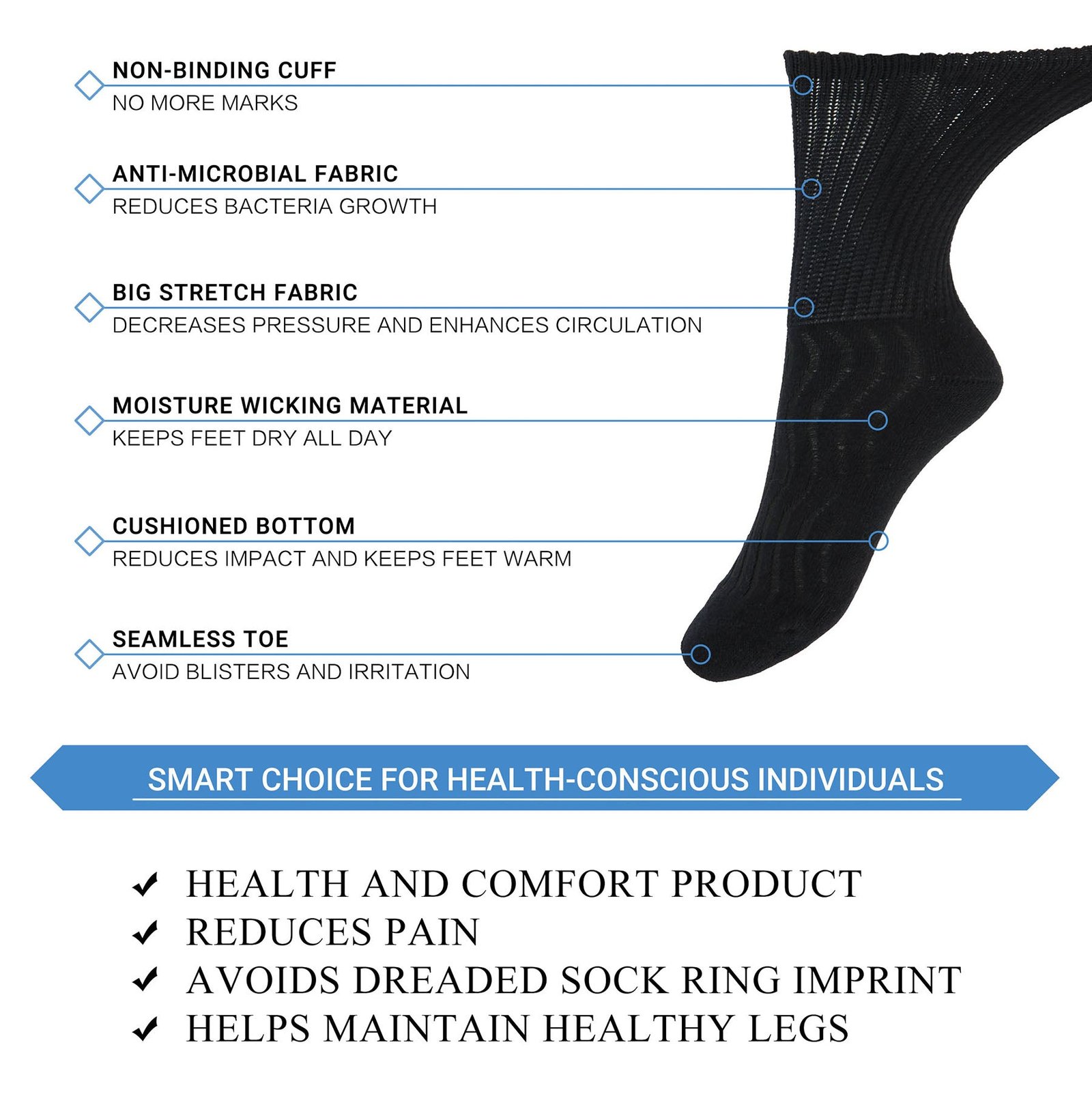 Cotton Non-Binding Crew Dress Socks with Cushion Sole (2 Pairs) - Image 10
